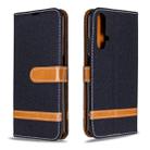 For Huawei Honor 20S Color Matching Denim Texture Horizontal Flip Leather Case with Holder & Card Slots & Wallet & Lanyard(Black) - 1