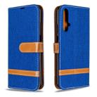 For Huawei Honor 20S Color Matching Denim Texture Horizontal Flip Leather Case with Holder & Card Slots & Wallet & Lanyard(Royal Blue) - 1