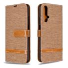 For Huawei Honor 20S Color Matching Denim Texture Horizontal Flip Leather Case with Holder & Card Slots & Wallet & Lanyard(Brown) - 1