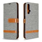 For Huawei Honor 20S Color Matching Denim Texture Horizontal Flip Leather Case with Holder & Card Slots & Wallet & Lanyard(Grey) - 1