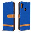 For Galaxy A11 Color Matching Denim Texture Horizontal Flip Leather Case with Holder & Card Slots & Wallet & Lanyard(Royal Blue) - 1