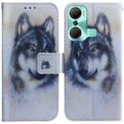 For Infinix Hot 12 Pro Coloured Drawing Horizontal Flip Leather Phone Case(White Wolf) - 1