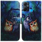 For Infinix Smart 6 Plus Coloured Drawing Horizontal Flip Leather Phone Case(Oil Painting Owl) - 1