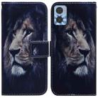 For Motorola Moto E22/E22i Coloured Drawing Horizontal Flip Leather Phone Case(Lion) - 1