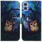 For Motorola Moto E22/E22i Coloured Drawing Horizontal Flip Leather Phone Case(Oil Painting Owl) - 1