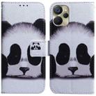 For Realme 9i 5G Coloured Drawing Horizontal Flip Leather Phone Case(Panda) - 1