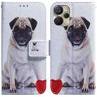 For Realme 9i 5G Coloured Drawing Horizontal Flip Leather Phone Case(Pug) - 1