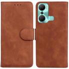 For Infinix Hot 12 Pro Skin Feel Pure Color Flip Leather Phone Case(Brown) - 1