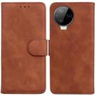 For Infinix Note 12 Pro 4G Skin Feel Pure Color Flip Leather Phone Case(Brown) - 1