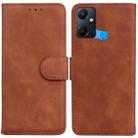For Infinix Smart 6 Plus Skin Feel Pure Color Flip Leather Phone Case(Brown) - 1