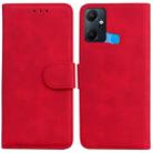 For Infinix Smart 6 Plus Skin Feel Pure Color Flip Leather Phone Case(Red) - 1