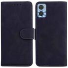 For Motorola Moto E22/E22i Skin Feel Pure Color Flip Leather Phone Case(Black) - 1