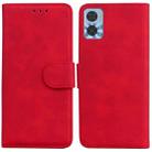 For Motorola Moto E22/E22i Skin Feel Pure Color Flip Leather Phone Case(Red) - 1