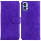 For Motorola Moto E22/E22i Skin Feel Pure Color Flip Leather Phone Case(Purple) - 1