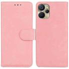 For Realme 9i 5G Skin Feel Pure Color Flip Leather Phone Case(Pink) - 1