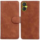 For Tecno Camon 19 Neo Skin Feel Pure Color Flip Leather Phone Case(Brown) - 1