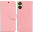 For Tecno Camon 19 Neo Skin Feel Pure Color Flip Leather Phone Case(Pink) - 1