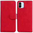 For Xiaomi Redmi A1 Skin Feel Pure Color Flip Leather Phone Case(Red) - 1