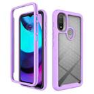 For Motorola Moto E20 Starry Sky Solid Color TPU Clear PC Phone Case(Purple) - 1