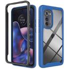 For Motorola Moto Edge 2022 Starry Sky Solid Color TPU Clear PC Phone Case(Dark Blue) - 1