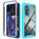 For Motorola Moto Edge 2022 Starry Sky Solid Color TPU Clear PC Phone Case(Sky Blue) - 1