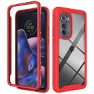 For Motorola Moto Edge 2022 Starry Sky Solid Color TPU Clear PC Phone Case(Red) - 1