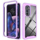 For Motorola Moto Edge 2022 Starry Sky Solid Color TPU Clear PC Phone Case(Purple) - 1