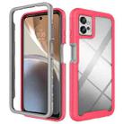 For Motorola Moto G32 Starry Sky Solid Color TPU Clear PC Phone Case(Frosted Pink) - 1