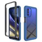 For Motorola Moto G51 5G Starry Sky Solid Color TPU Clear PC Phone Case(Dark Blue) - 1