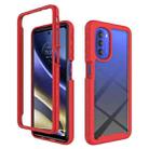 For Motorola Moto G51 5G Starry Sky Solid Color TPU Clear PC Phone Case(Red) - 1