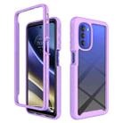 For Motorola Moto G51 5G Starry Sky Solid Color TPU Clear PC Phone Case(Purple) - 1