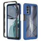 For Motorola Moto G62 5G Starry Sky Solid Color TPU Clear PC Phone Case(Dark Blue) - 1