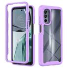 For Motorola Moto G62 5G Starry Sky Solid Color TPU Clear PC Phone Case(Purple) - 1