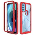 For Motorola Moto G71 5G Starry Sky Solid Color TPU Clear PC Phone Case(Red) - 1