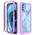 For Motorola Moto G71 5G Starry Sky Solid Color TPU Clear PC Phone Case(Purple) - 1