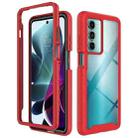 For Motorola Moto G200 5G Starry Sky Solid Color TPU Clear PC Phone Case(Red) - 1