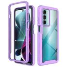 For Motorola Moto G200 5G Starry Sky Solid Color TPU Clear PC Phone Case(Purple) - 1