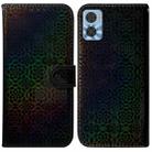 For Motorola Moto E22/E22i Colorful Magnetic Buckle Leather Phone Case(Black) - 1