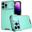 For iPhone 14 Pro Sliding Camera Cover Design PC + TPU Phone Case(Mint Green) - 1