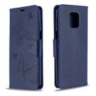 For Xiaomi Redmi Note 9S / Note 9 Pro / Note 9 Pro Max Two Butterflies Embossing Pattern Horizontal Flip Leather Case with Holder & Card Slot & Wallet & Lanyard(Dark Blue) - 1