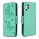 For Huawei P40 Lite Two Butterflies Embossing Pattern Horizontal Flip Leather Case with Holder & Card Slot & Wallet & Lanyard(Green) - 1
