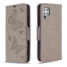 For Huawei P40 Lite Two Butterflies Embossing Pattern Horizontal Flip Leather Case with Holder & Card Slot & Wallet & Lanyard(Grey) - 1