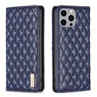 For iPhone 14 Pro Max Diamond Lattice Magnetic Leather Flip Phone Case(Blue) - 1