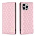 For iPhone 14 Pro Max Diamond Lattice Magnetic Leather Flip Phone Case(Pink) - 1