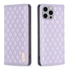 For iPhone 14 Pro Max Diamond Lattice Magnetic Leather Flip Phone Case(Purple) - 1