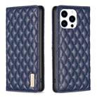 For iPhone 14 Pro Diamond Lattice Magnetic Leather Flip Phone Case(Blue) - 1