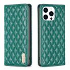 For iPhone 14 Pro Diamond Lattice Magnetic Leather Flip Phone Case(Green) - 1