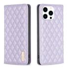 For iPhone 14 Pro Diamond Lattice Magnetic Leather Flip Phone Case(Purple) - 1