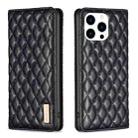 For iPhone 14 Pro Diamond Lattice Magnetic Leather Flip Phone Case(Black) - 1