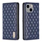 For iPhone 14 Plus Diamond Lattice Magnetic Leather Flip Phone Case(Blue) - 1